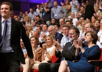 -FOTODELDIA- GRAF4570. MADRID, 21/07/2018.- El palentino Pablo Casado ha sido elegido hoy nuevo presidente del PP en sustitución de Mariano Rajoy al imponerse a Soraya Sáenz de Santamaría en la votación de los compromisarios asistentes al XIX Congreso Nacional del partido. EFE/ Juan Carlos Hidalgo: