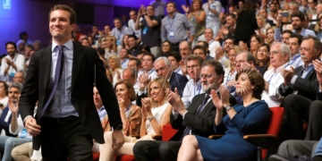 -FOTODELDIA- GRAF4570. MADRID, 21/07/2018.- El palentino Pablo Casado ha sido elegido hoy nuevo presidente del PP en sustitución de Mariano Rajoy al imponerse a Soraya Sáenz de Santamaría en la votación de los compromisarios asistentes al XIX Congreso Nacional del partido. EFE/ Juan Carlos Hidalgo: