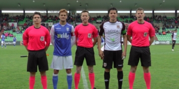 Aguza, capitán del Mérida, en el partido de la pasada temporada del Melilla en el Romano