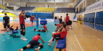 Realización de una sesión de entrenamiento de los españoles