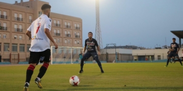 El cuadro del River Melilla, en el partido que le enfrentó a la UD Melilla, en esta pretemporada.