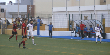 Imagen de uno de los partidos del cuadro melillense, en el campo de La Espiguera.