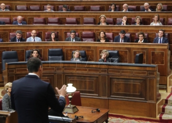 GRAF3881. MADRID, 24/10/2018.- El presidente del Gobierno, Pedro Sánchez, se dirige al presidente del partido popular, Pablo Casado, durante su intervención en la sesión de control al Ejecutivo celebrada hoy en el Congreso de los Diputados. EFE/Zipi
