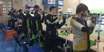 Imagen de la línea de tiro en la competición de carabina disputada el pasado fin de semana.