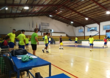 Jugadores de la escuadra melillense, en una de sus sesiones de entrenamientos.