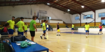 Jugadores de la escuadra melillense, en una de sus sesiones de entrenamientos.
