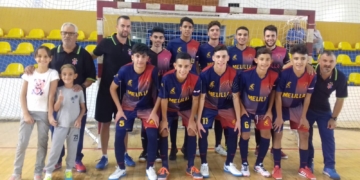 Jugadores de la Peña Barcelonista, en el partido de ayer