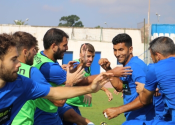 El jugador azulino, en una de las sesiones de entrenamientos.