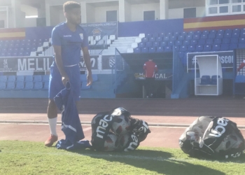 Otegui, antes del inicio del entrenamiento del día de ayer.