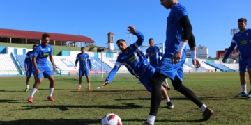 Los jugadores unionistas ultimando su próximo partido de liga.