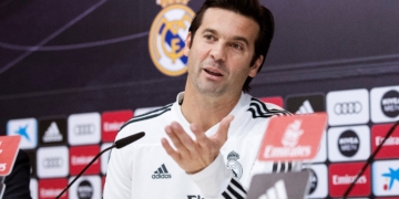 El técnico del Real Madrid, Santiago Solari, durante la rueda de prensa previa al partido de esta tarde frente a la Unión Deportiva Melilla.