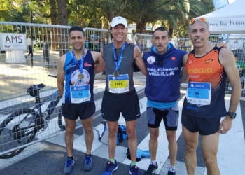 Los atletas melillenses, en la competición malagueña.