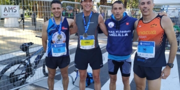 Los atletas melillenses, en la competición malagueña.