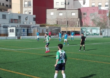 Imagen del partido que se disputó en La Espiguera.