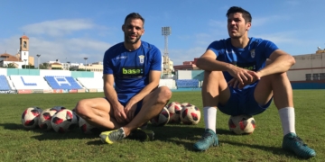 Ambos jugadores, a la conclusión del entrenamiento.