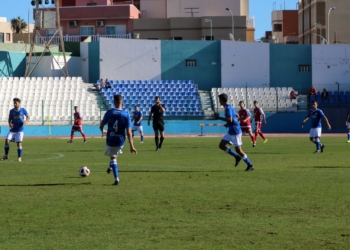Imagen de los jugadores melillenses, en el último de los partidos de competición oficial.