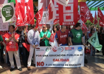 Una imagen de las movilizaciones por la defensa de la educación en Melilla.