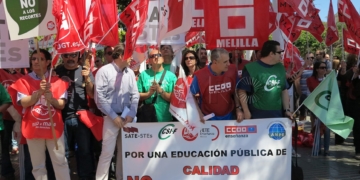 Una imagen de las movilizaciones por la defensa de la educación en Melilla.