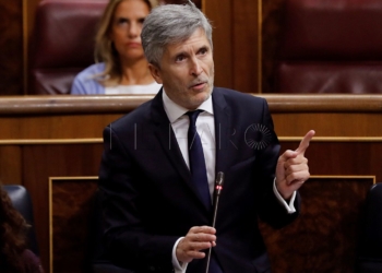 GRAF819. MADRID, 12/09/2018.- El ministro del Interior, Fernando Grande-Marlaska, durante su intervención hoy en la sesión de control al Gobierno en el Congreso. EFE/Juan Carlos Hidalgo