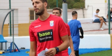 El preparador físico de la entidad azulina, en el trabajo en La Espiguera.