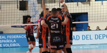 Los jugadores turolenses, en la celebración de la victoria.