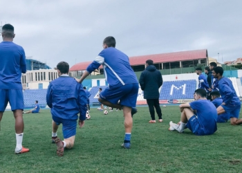 Jugadores melillenses, en una de las sesiones de esta semana.