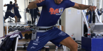 Felipe Dos Anjos, en la sala de musculación.