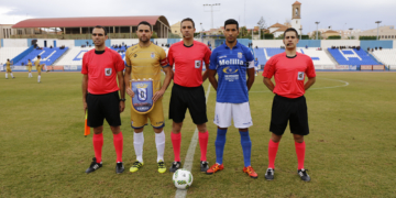Trío arbitral que estará presente en el próximo partido de la UD Melilla.
