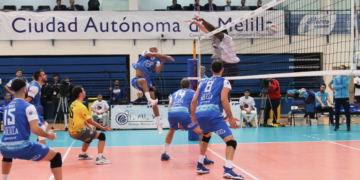 Imagen de uno de los partidos de la presente temporada del equipo melillense en la Superliga Masculina.