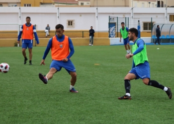 La Espiguera fue el escenario del entrenamiento de ayer.
