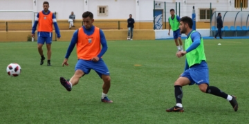 La Espiguera fue el escenario del entrenamiento de ayer.