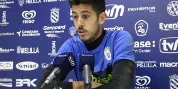 Dani Barrio, en la rueda de prensa oficial del club que ofreció en la jornada de ayer.
