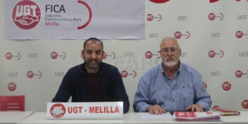 Abderramán El Fahsi, secretario general de FICA UGT Melilla, y Jesús Ordóñez Gámez, secretario de Acción Sindical Estatal.