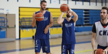 Jugadores melillenses, en la sesión de entrenamientos de ayer.