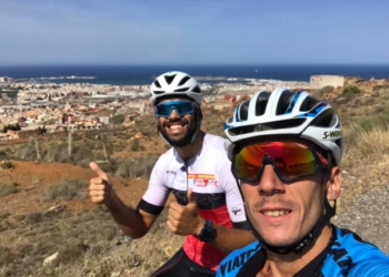 Alejandro Ríos junto a Eduardo Calderay, en una de las jornadas de entrenamientos.
