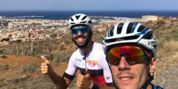 Alejandro Ríos junto a Eduardo Calderay, en una de las jornadas de entrenamientos.