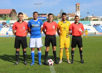 Trío arbitral que estará este domingo en el municipal Álvarez Claro.