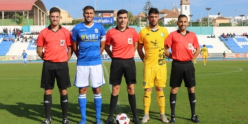 Trío arbitral que estará este domingo en el municipal Álvarez Claro.