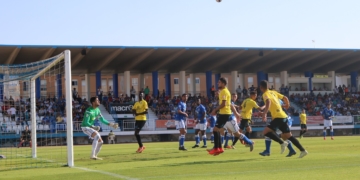 Imagen del partido que disputaron la UD Melilla y el Atlético Baleares.