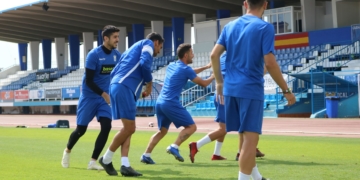 Los melillenses tuvieron una exigente sesión de entrenamientos.