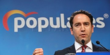 GRAF6174. MADRID, 10/06/2019.- El secretario general del PP, Teodoro García Egea, durante la rueda de prensa ofrecida este lunes en la sede del partido, en Madrid, al término de la reunión del Comité de dirección de la formación. EFE/Zipi