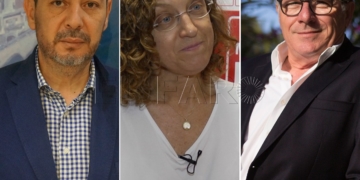 Los líderes del previsible tripartito: Aberchán, Rojas y De Castro.