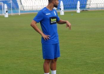 El jugador canterano, en la sesión de entrenamiento de la jornada de ayer.