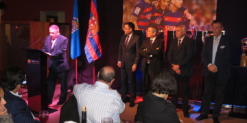 Javier Martínez, en el Congreso de Peñas de Andalucía que se celebró en nuestra ciudad y donde estuvo el presidente del Barça Bartomeu.