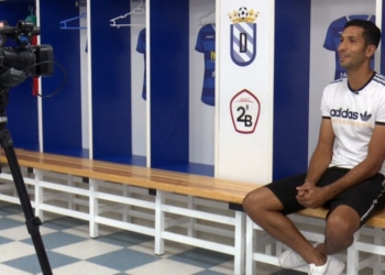 El capitán azulino, en los vestuarios del estadio Álvarez Claro.