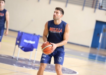 El jugador lituano, en pleno entrenamiento.