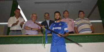 El capitán del Getafe B, en el último partido amistoso jugado.