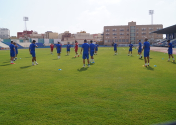 Imagen de la sesión de entrenamiento desarrollada en la mañana de ayer.