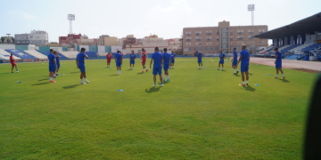 Imagen de la sesión de entrenamiento desarrollada en la mañana de ayer.