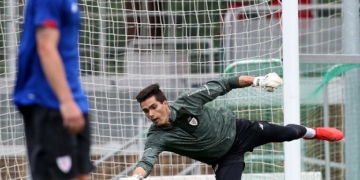 El jugador bilbaíno, en uno de sus entrenamientos.